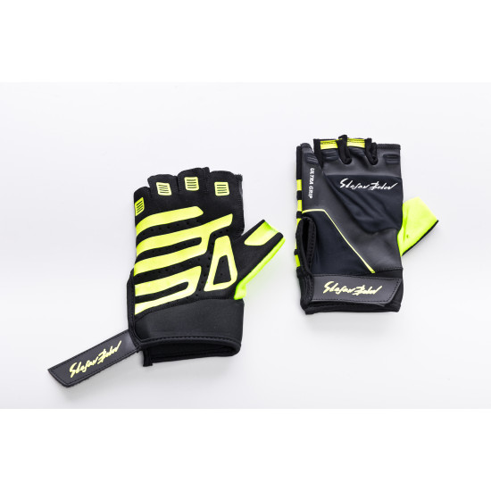 Мъжки ръкавици за фитнес в черно и електриково зелено